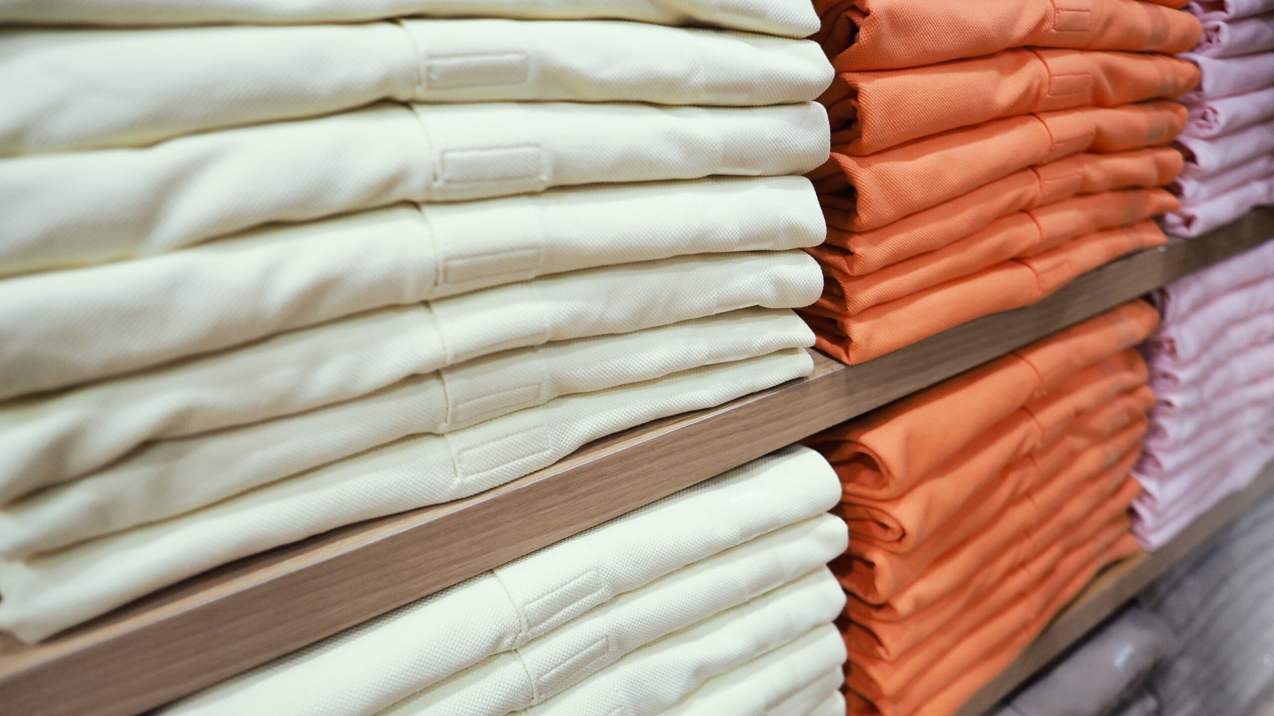 Clothes or shirt in store close-up angle view.